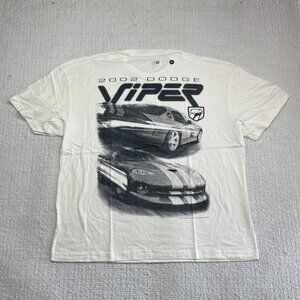 NEW Y2K Hollister x 2002 Dodge Viper T Shirt Off-White Cream / Boxy Fit Car XXL